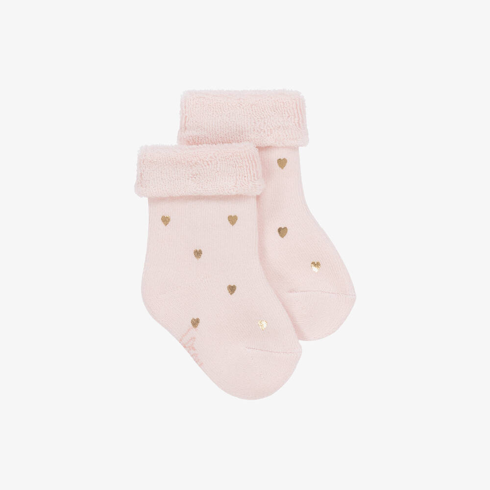Carrément Beau-Girls Pink Heart Cotton Socks | Childrensalon Outlet