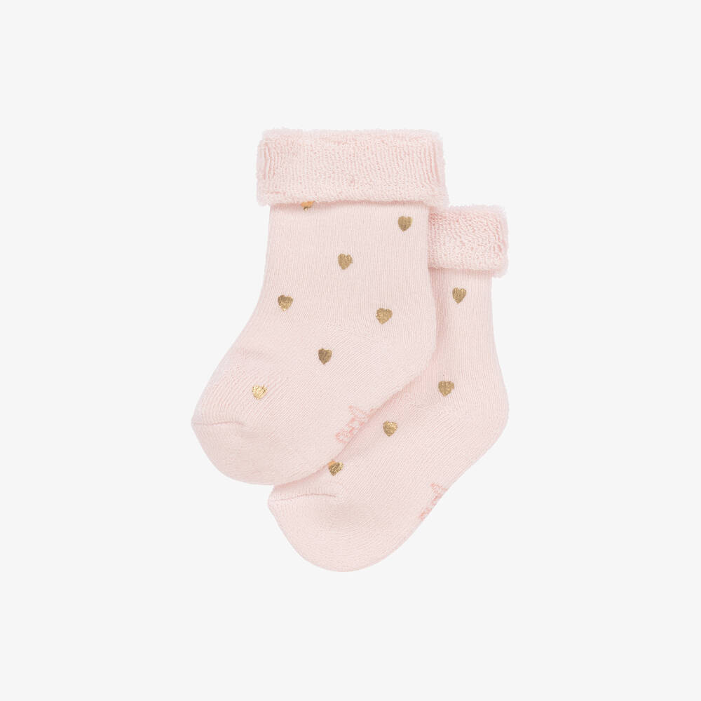 Carrément Beau-Розовые хлопковые носки с сердечками | Childrensalon Outlet