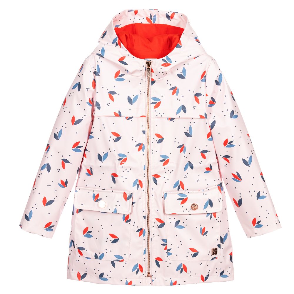 Carrément Beau - Girls Pink Hooded Raincoat | Childrensalon