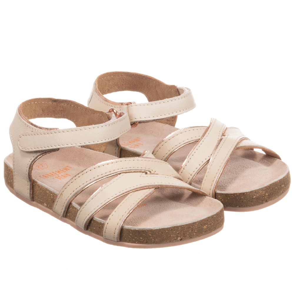 Carrément Beau - Girls Pink Leather Sandals | Childrensalon