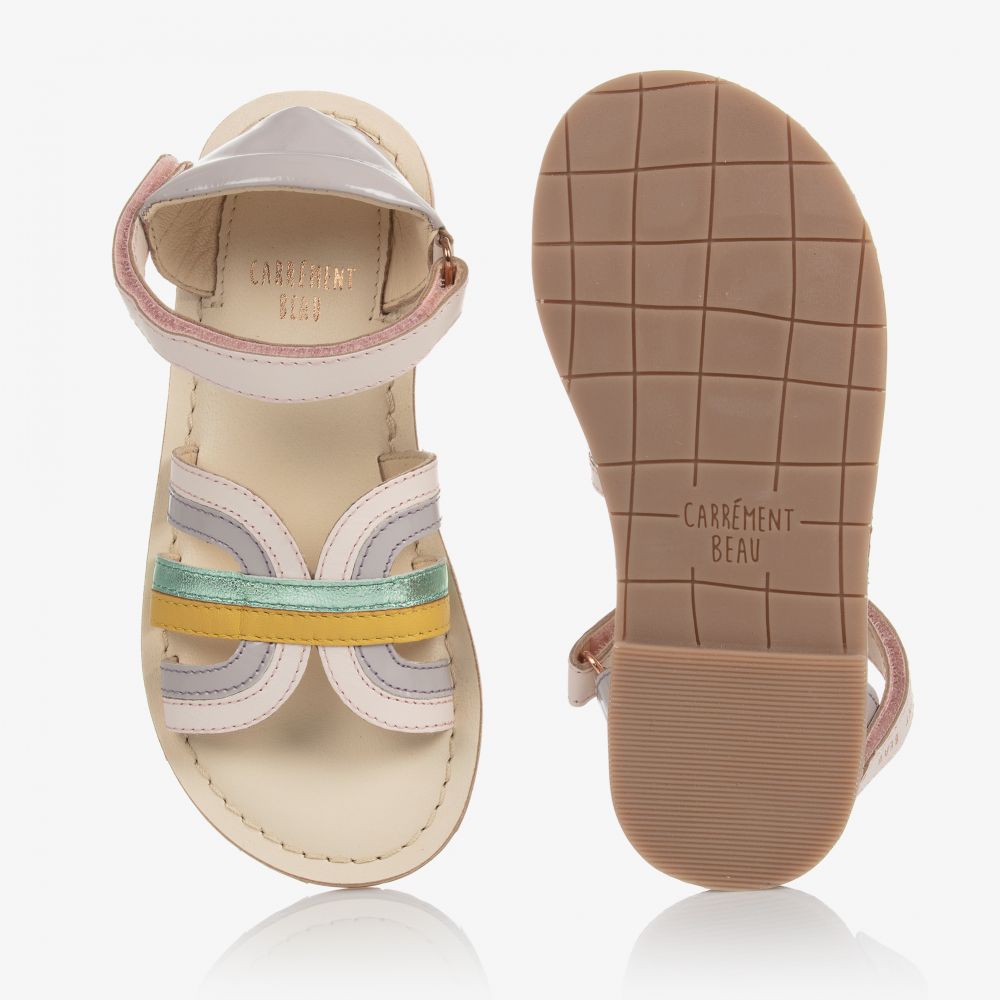 Carrément Beau-Girls Pink Leather Sandals | Childrensalon Outlet