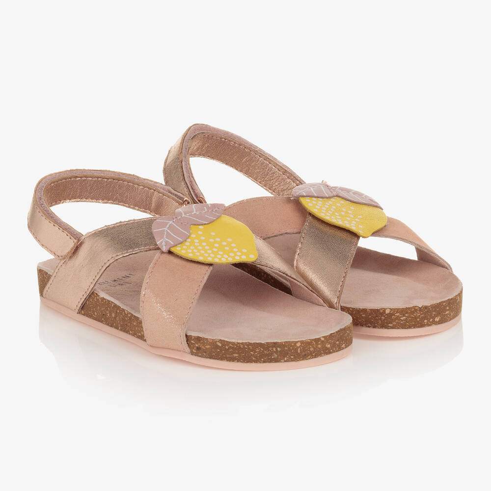 Carrément Beau - Girls Pink Metallic Leather Sandals | Childrensalon