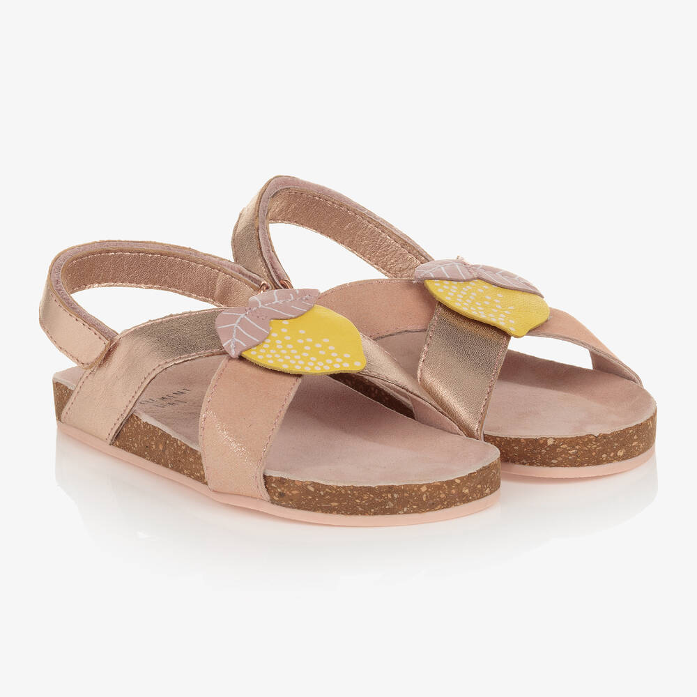 Carrément Beau - Rosa Ledersandalen im Metallic-Look | Childrensalon