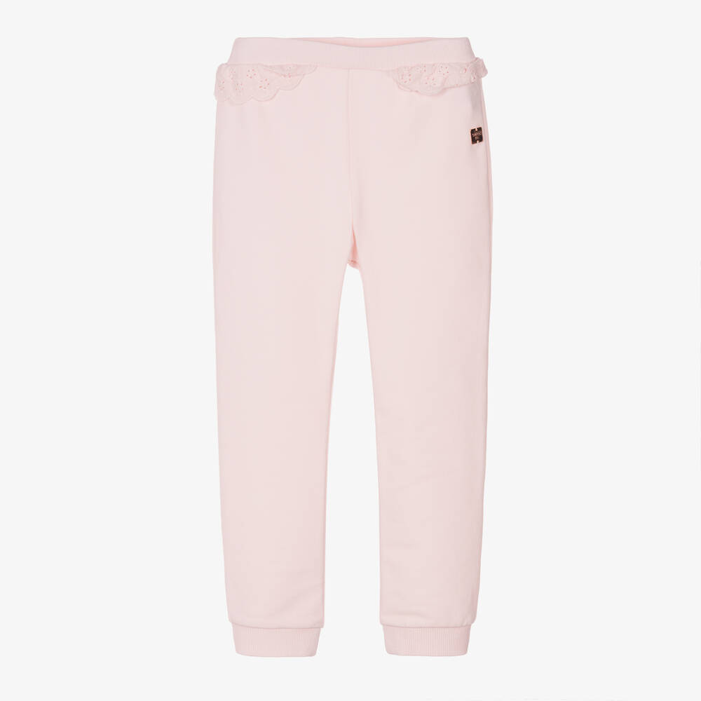 Carrément Beau - Girls Pink Organic Cotton Jersey Joggers | Childrensalon
