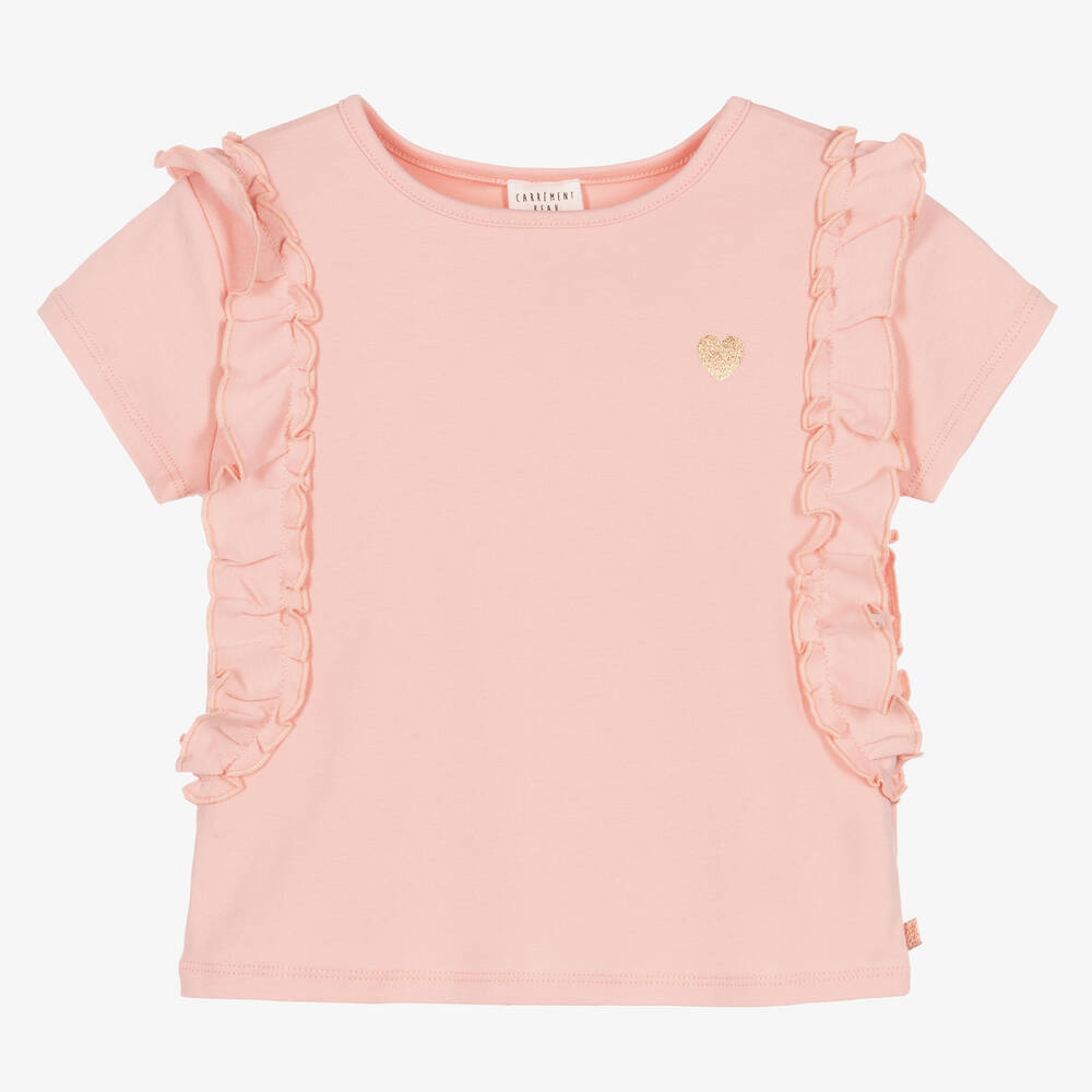 Carrément Beau - T-shirt rose en coton bio fille | Childrensalon
