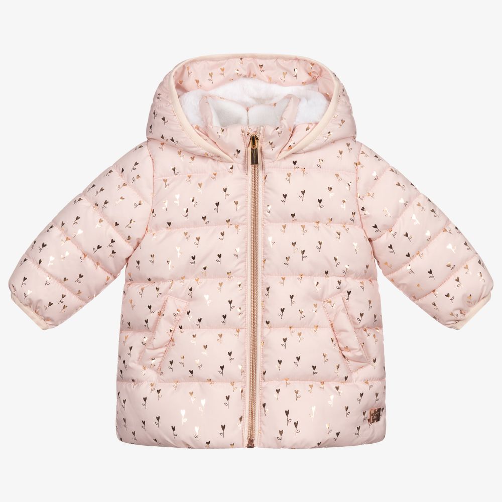 Carrément Beau - Girls Pink Puffer Coat | Childrensalon