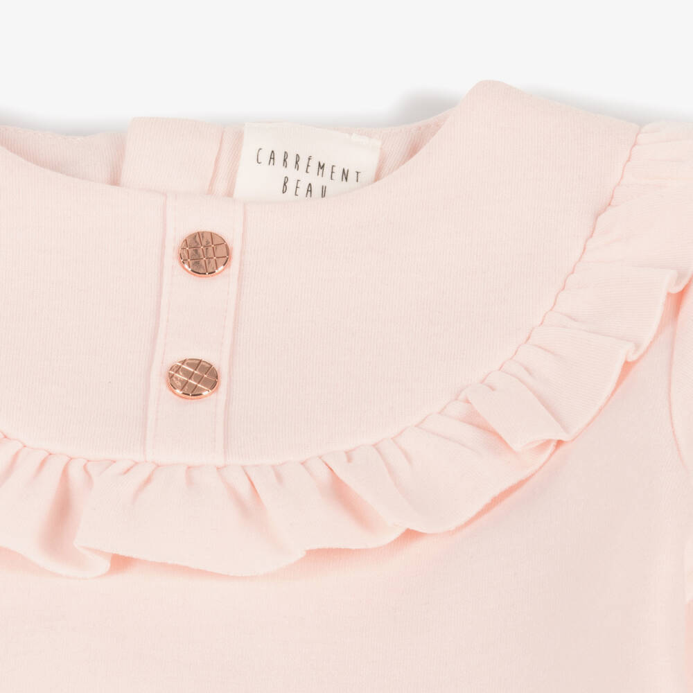 Carrément Beau-Girls Pink Ruffle Jersey Dress | Childrensalon Outlet