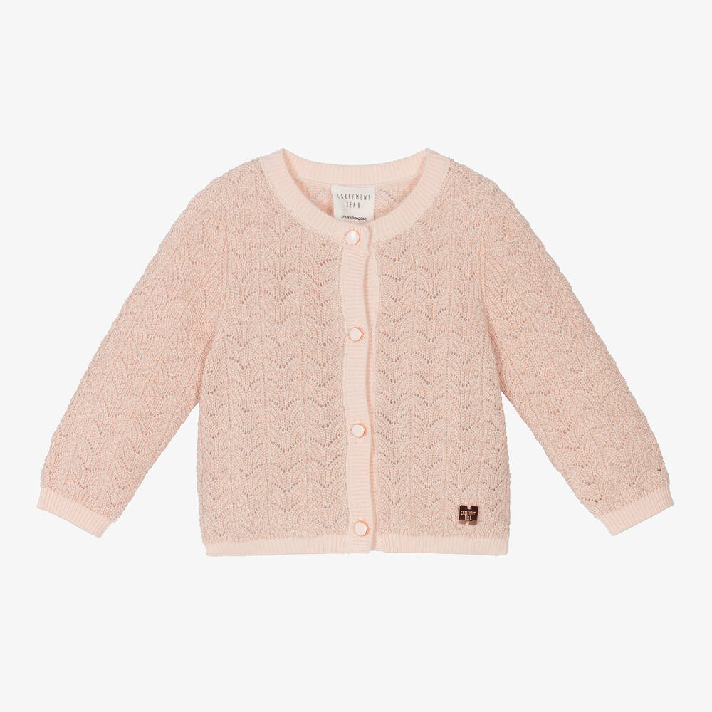 Carrément Beau - Girls Pink Sparkly Cotton Cardigan | Childrensalon