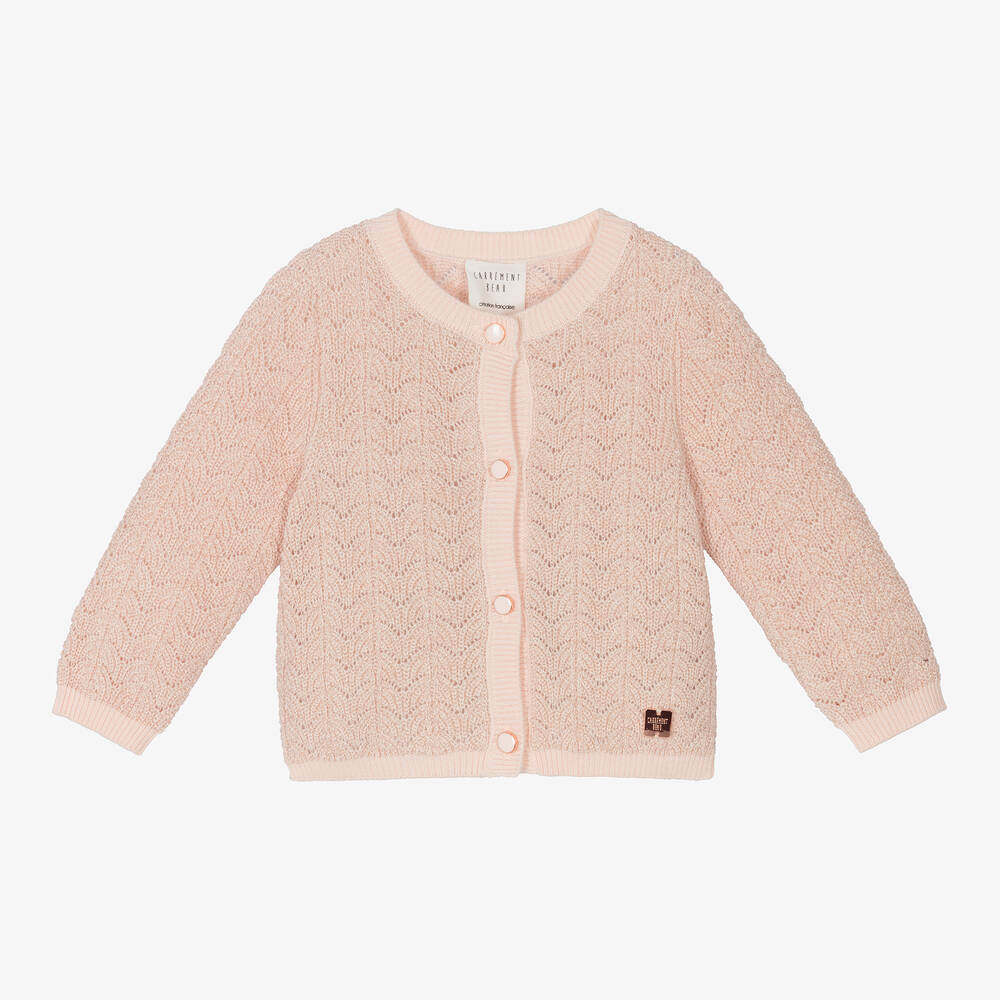 Carrément Beau - Cardigan rose scintillant en coton | Childrensalon