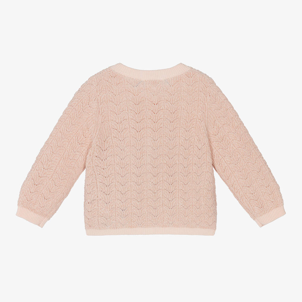Carrément Beau-Girls Pink Sparkly Cotton Cardigan | Childrensalon Outlet