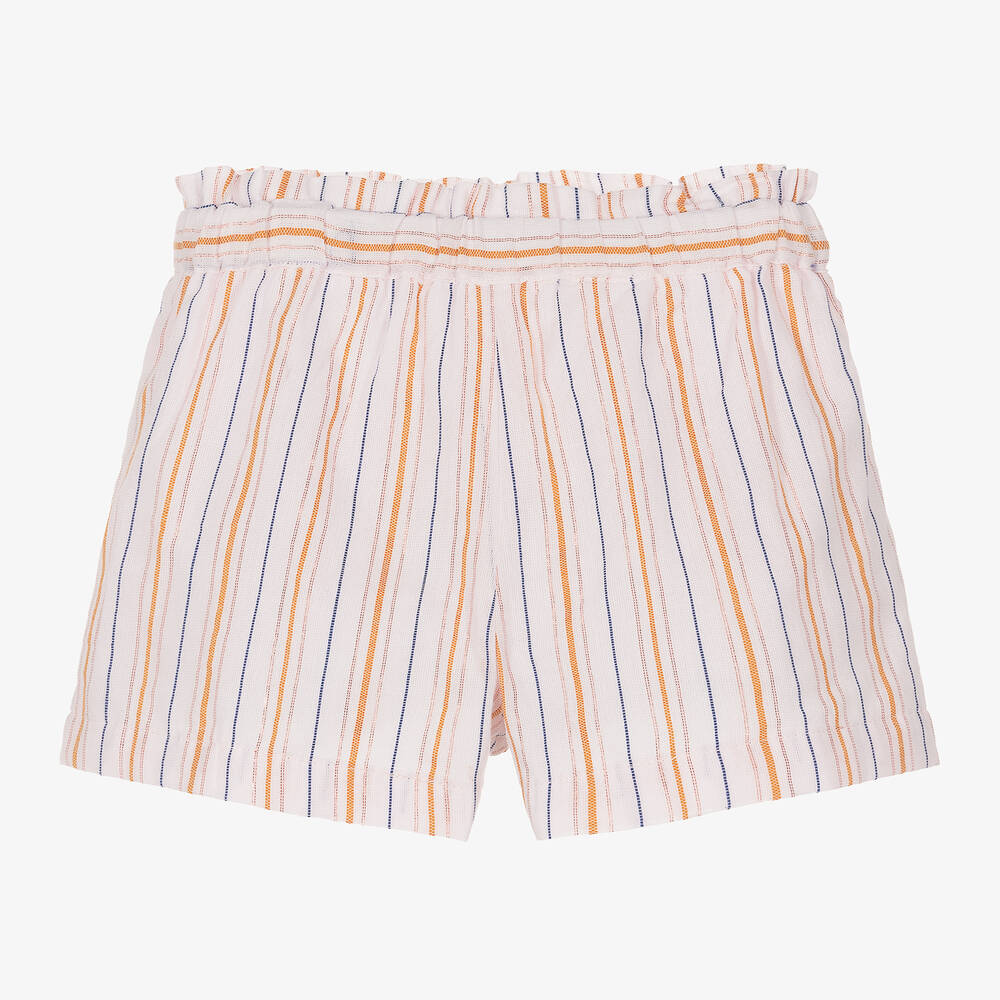 Carrément Beau-Girls Pink Stripe Cotton Shorts | Childrensalon Outlet