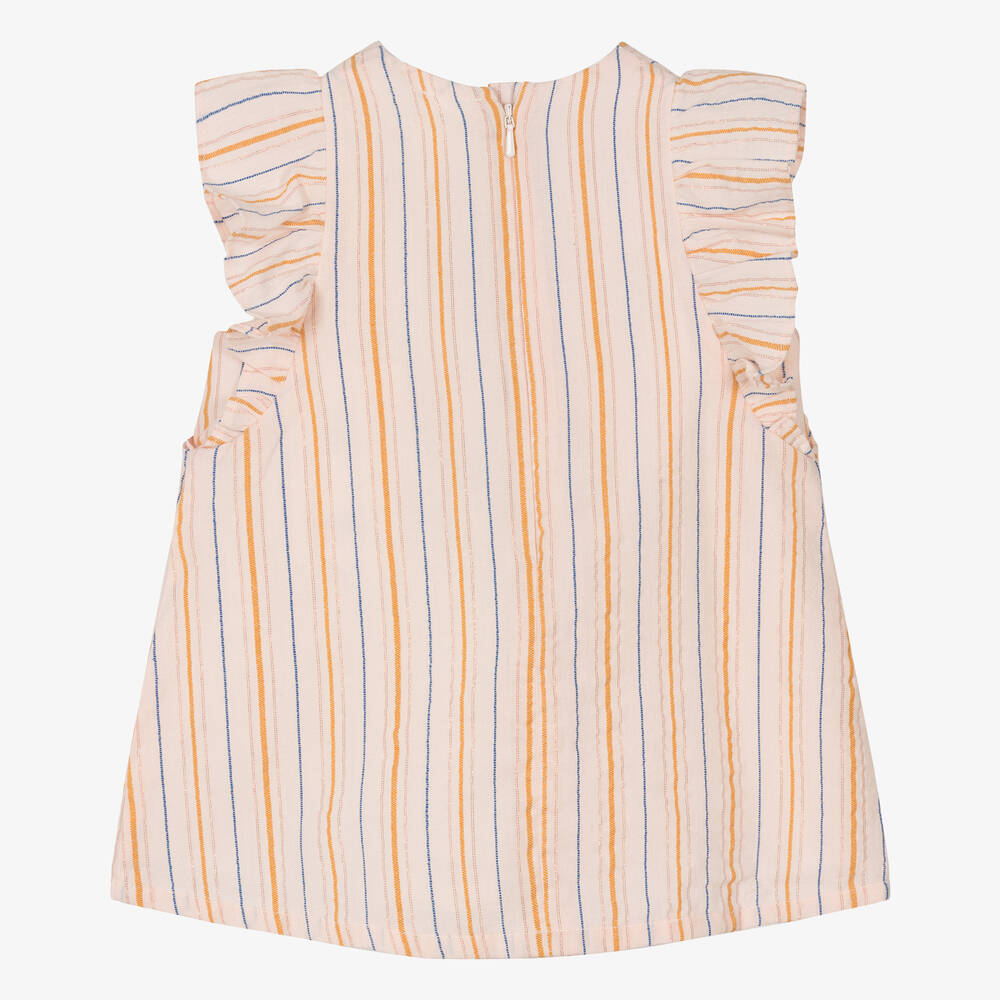 كاريمون بو-فستان قطن مقلم لون زهري | Childrensalon Outlet