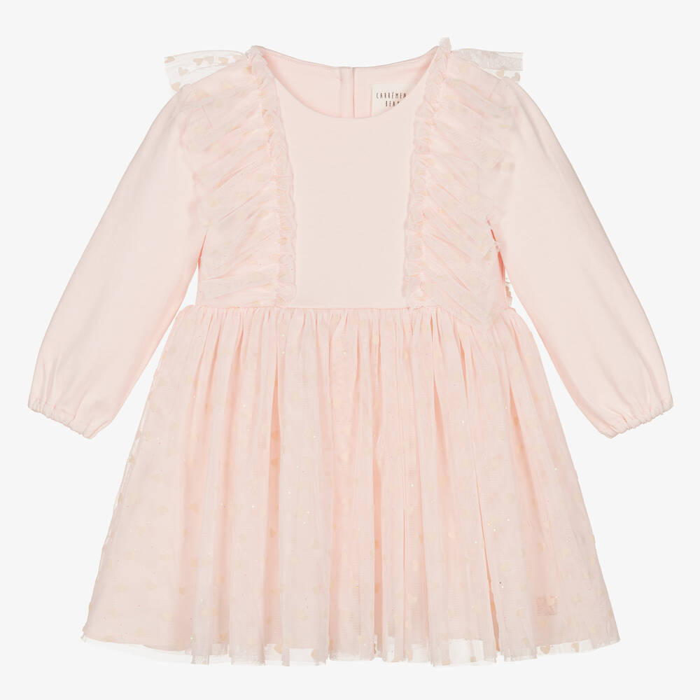 Carrément Beau - Girls Pink Tulle Heart Dress | Childrensalon