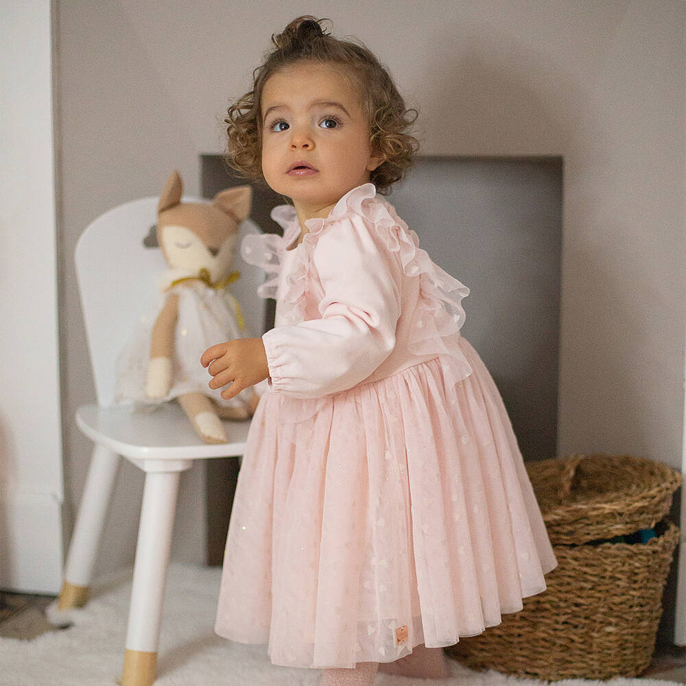 Carrément Beau-Girls Pink Tulle Heart Dress | Childrensalon Outlet