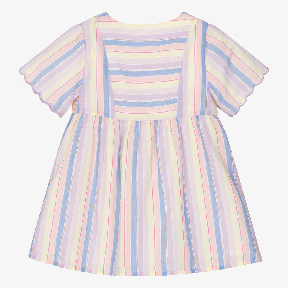 Carrément Beau-Girls Striped Lilac Cotton Dress | Childrensalon Outlet