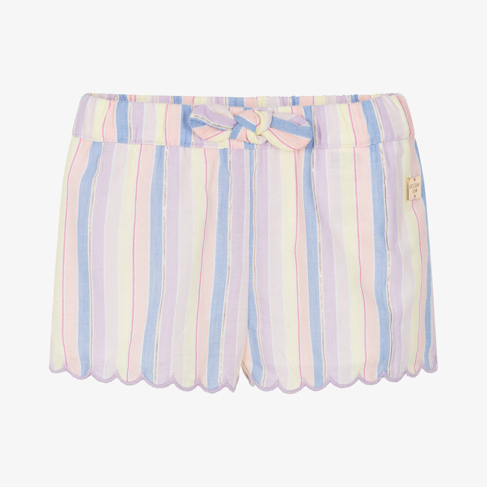 Carrément Beau-Girls Striped Lilac Cotton Shorts | Childrensalon Outlet