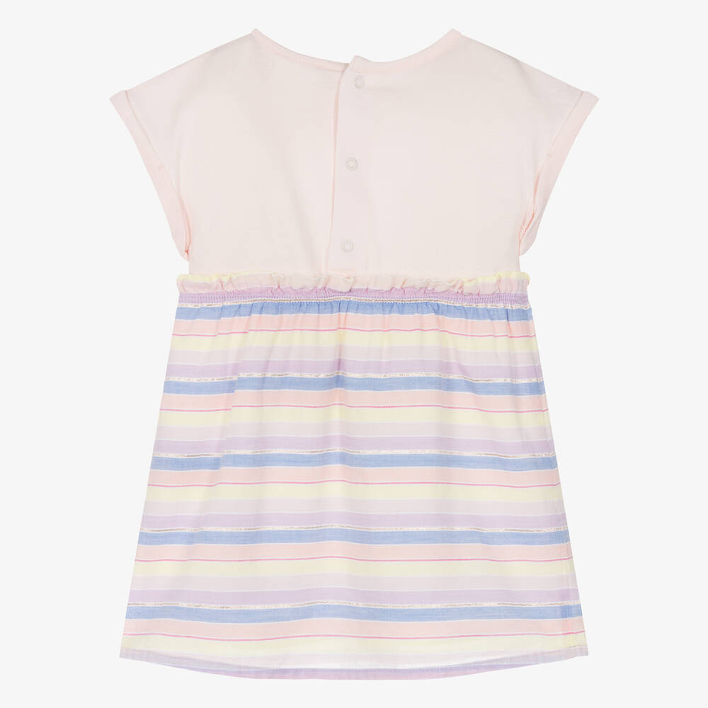 Carrément Beau-Girls Striped Pink Cotton Dress | Childrensalon Outlet