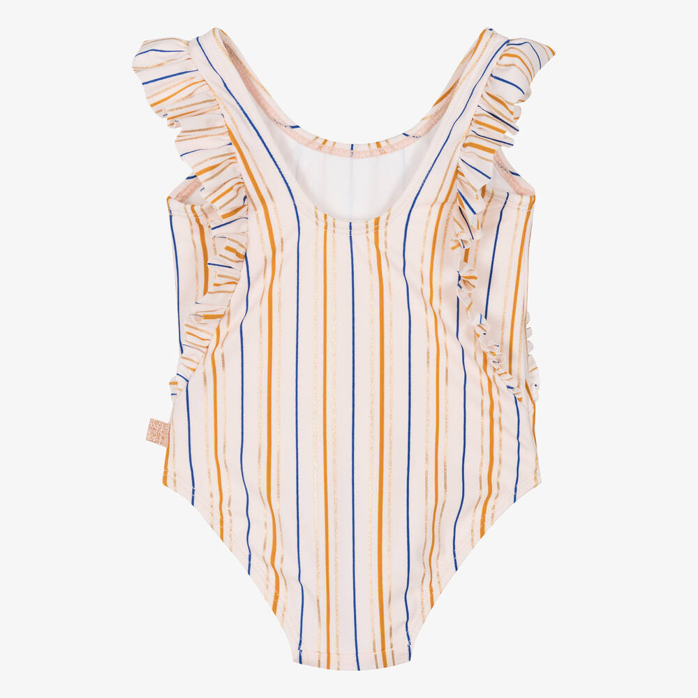 Carrément Beau-Girls Striped Pink Ruffle Swimsuit | Childrensalon Outlet