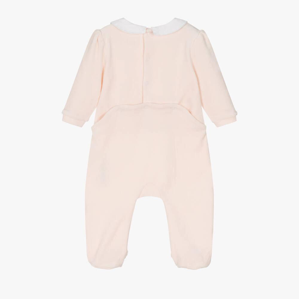 Carrément Beau-Girls Velour Babygrow in Pink | Childrensalon Outlet