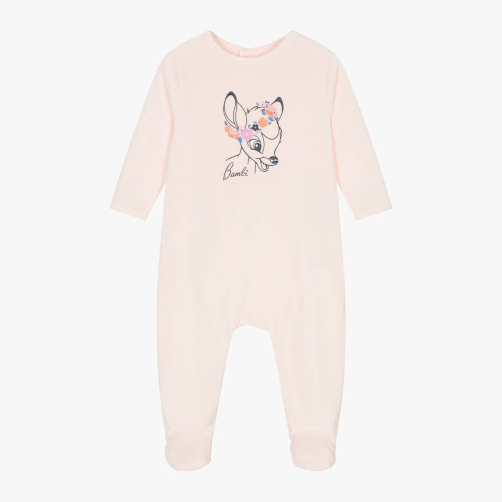 Carrément Beau-Girls Velour Bambi Babygrow Pink | Childrensalon Outlet
