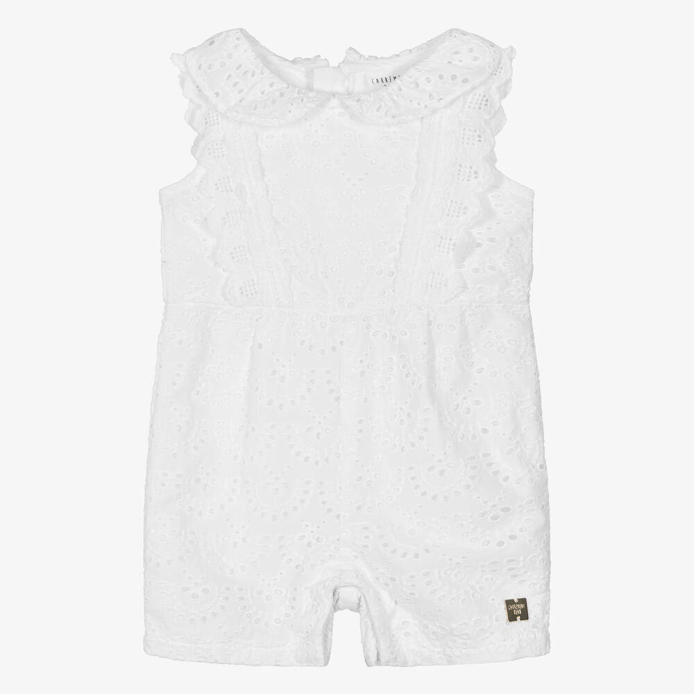 Carrement Beau Girls White Broderie Anglaise Playsuit Childrensalon Outlet