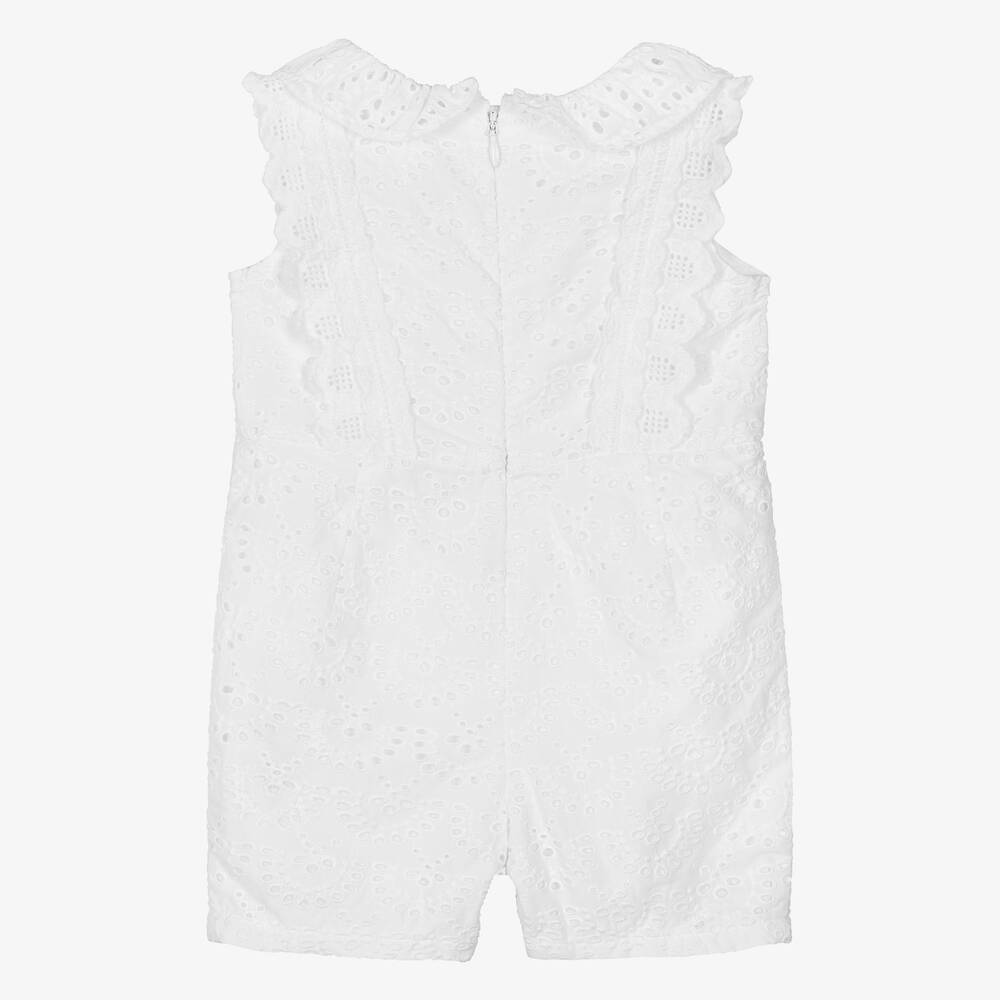 Carrément Beau-Girls White Broderie Anglaise Playsuit | Childrensalon Outlet
