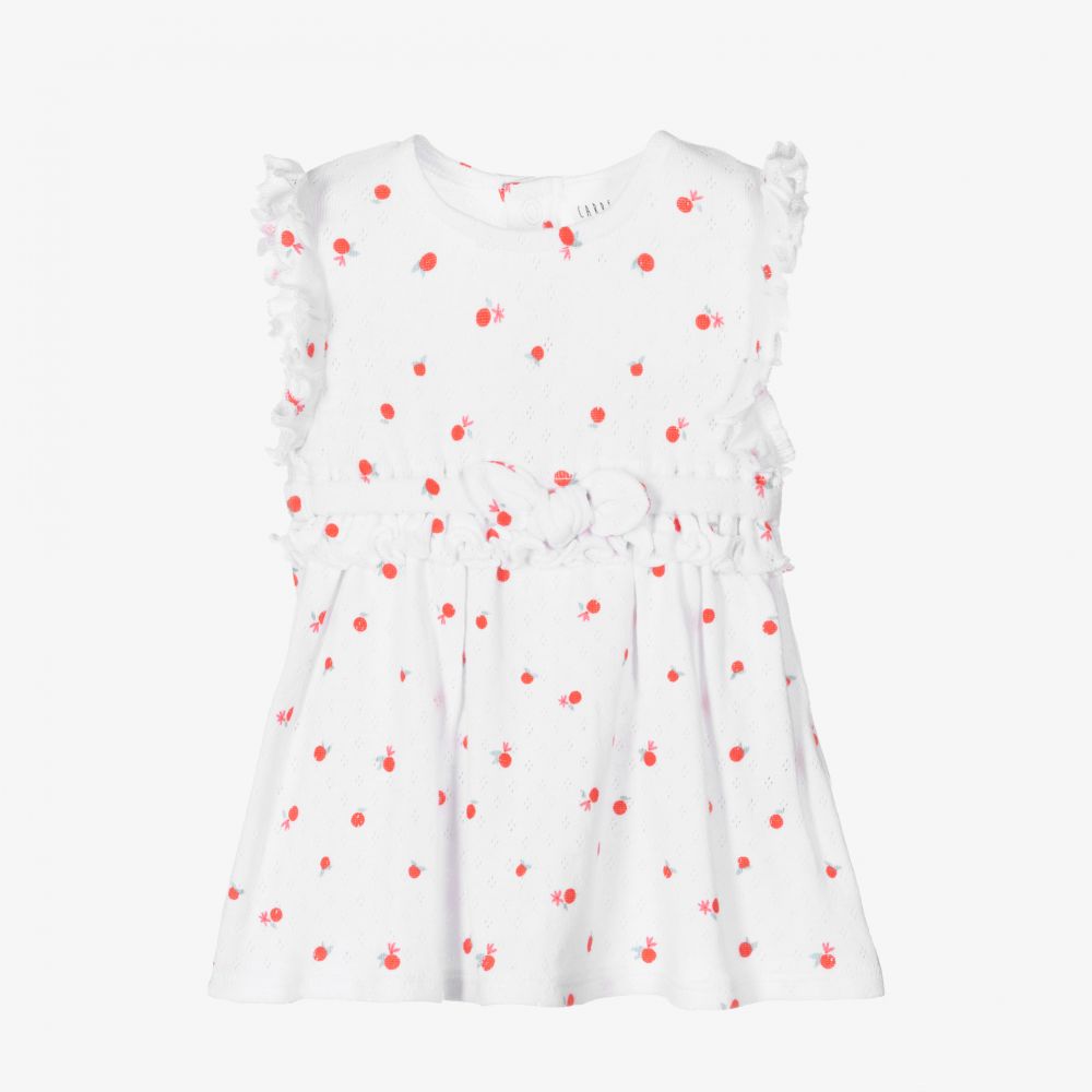 Carrément Beau - طقم فستان قطن عضوي لون أبيض | Childrensalon