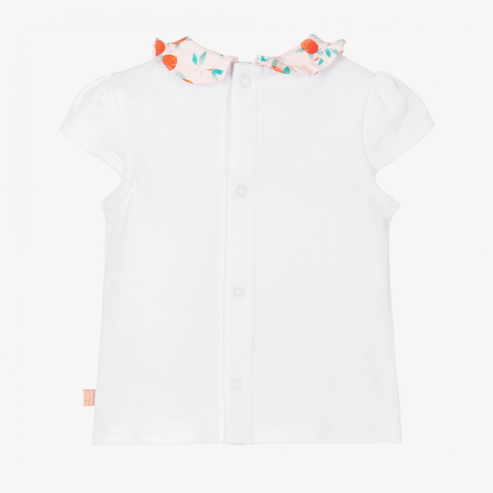 Carrément Beau-تيشيرت أطفال بناتي قطن عضوي لون أبيض | Childrensalon Outlet