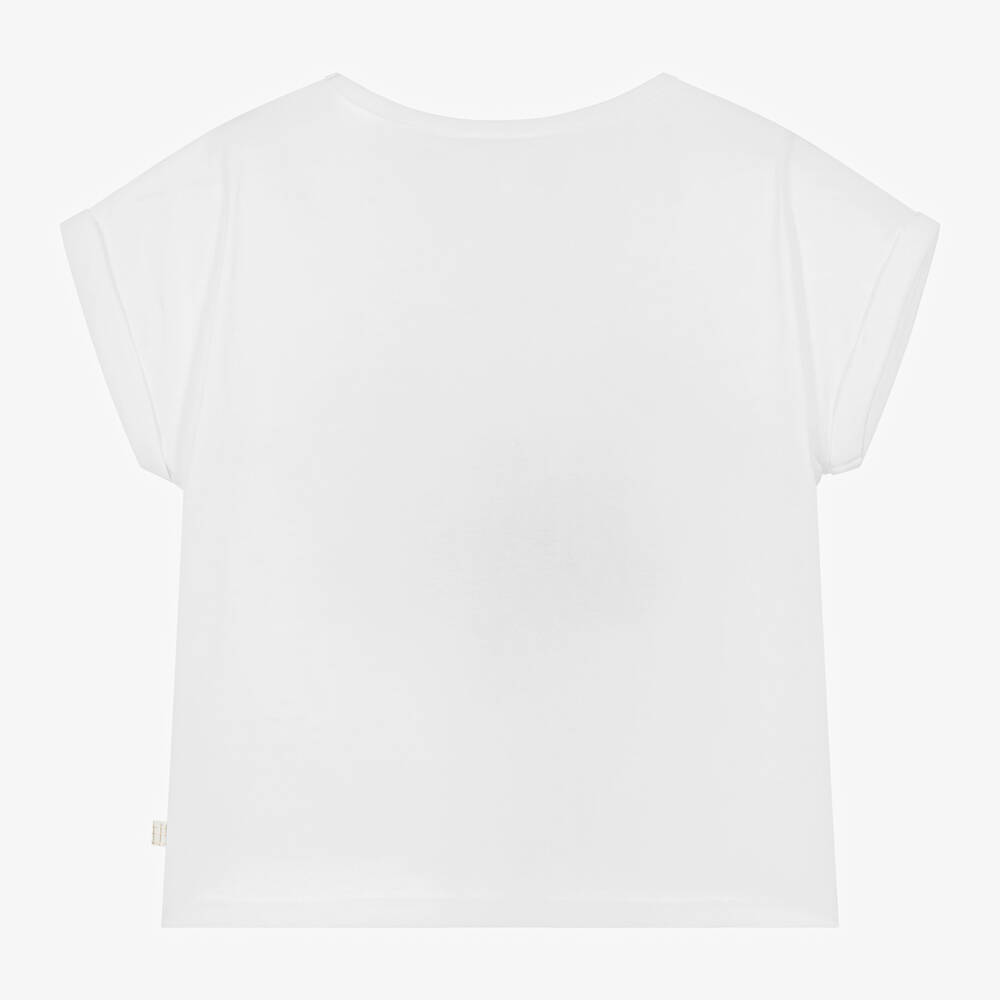 Carrément Beau-Girls White Cotton T-Shirt | Childrensalon Outlet
