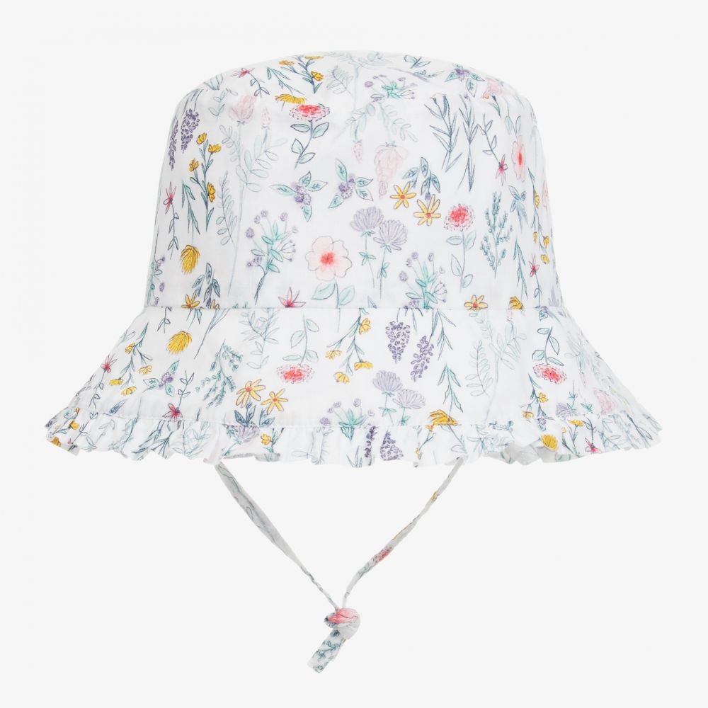 Carrément Beau - Chapeau blanc à fleurs Fille | Childrensalon