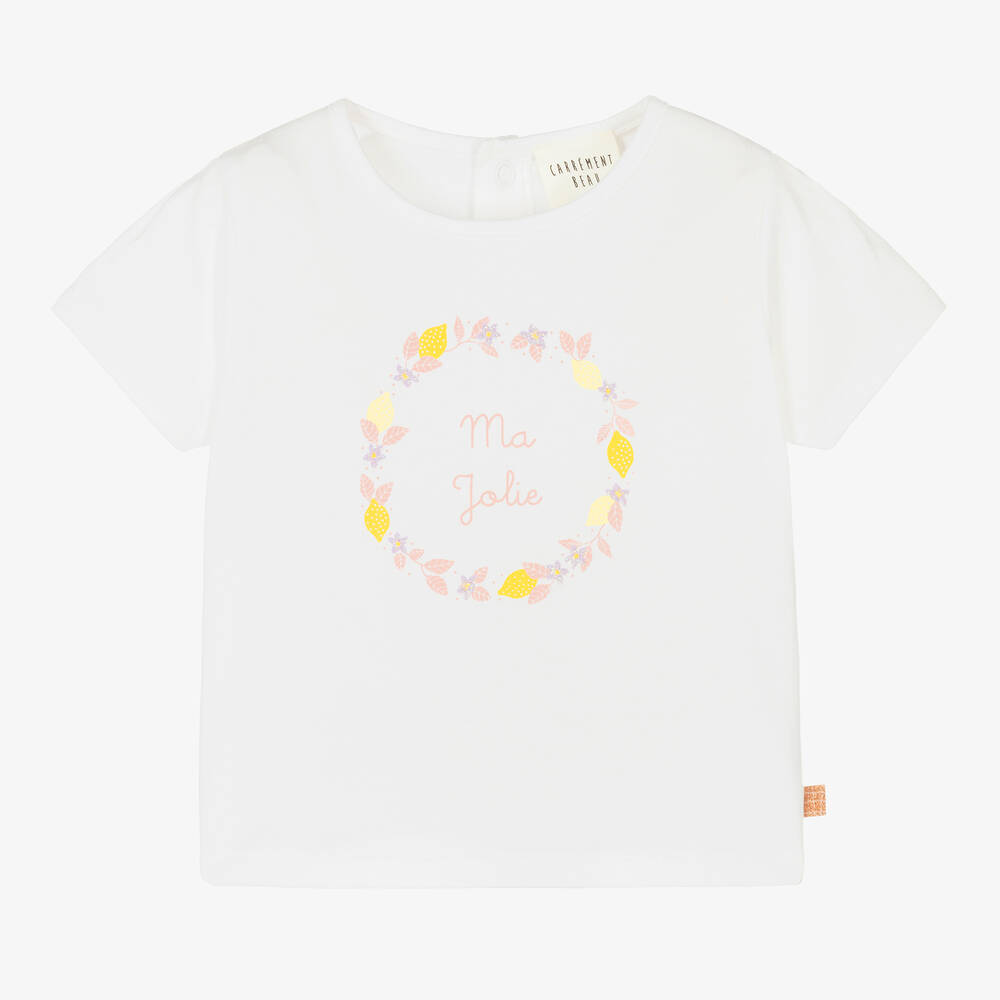 Carrément Beau-Girls White Flower & Lemon T-Shirt | Childrensalon Outlet