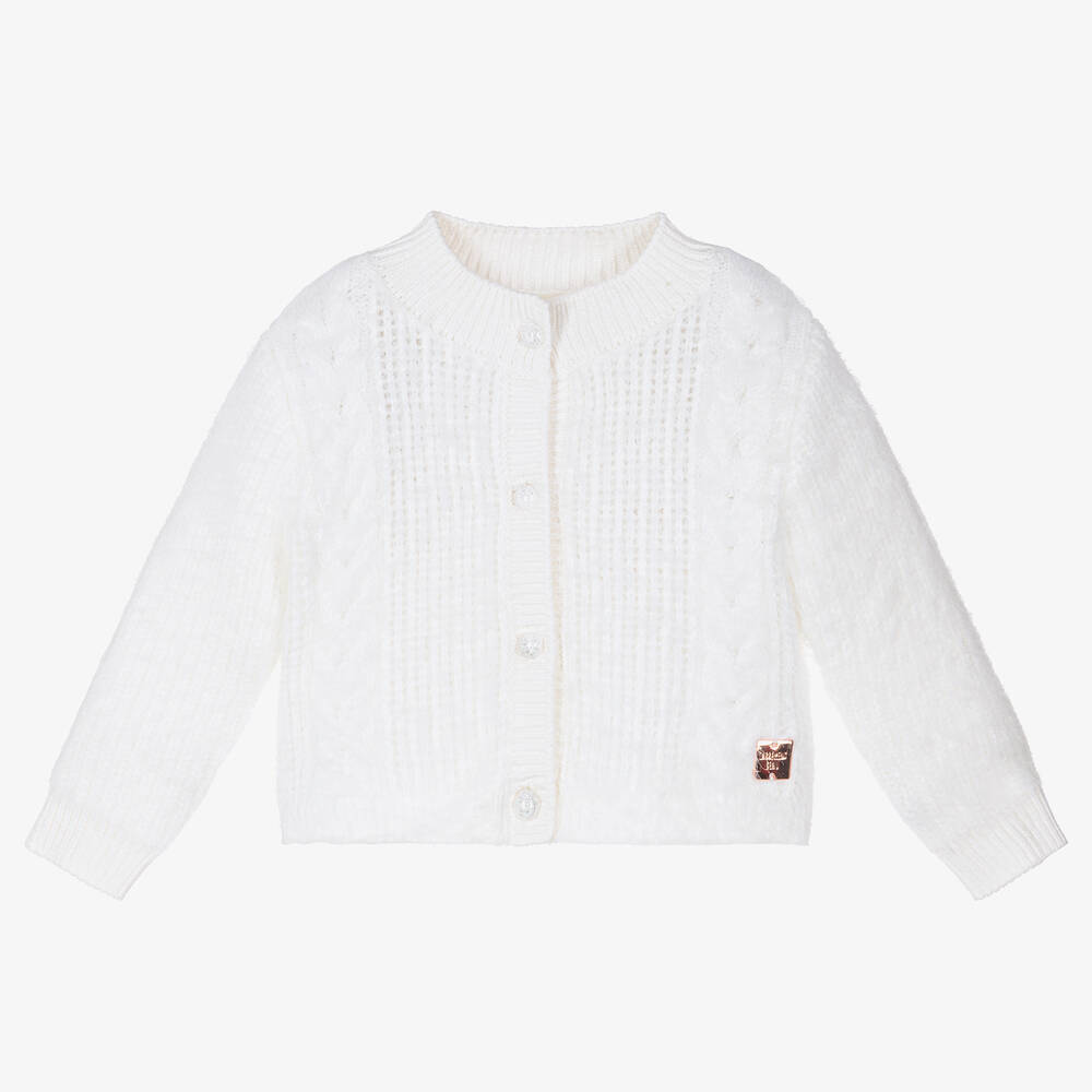 Carrément Beau - Weiße flauschige Strickjacke | Childrensalon