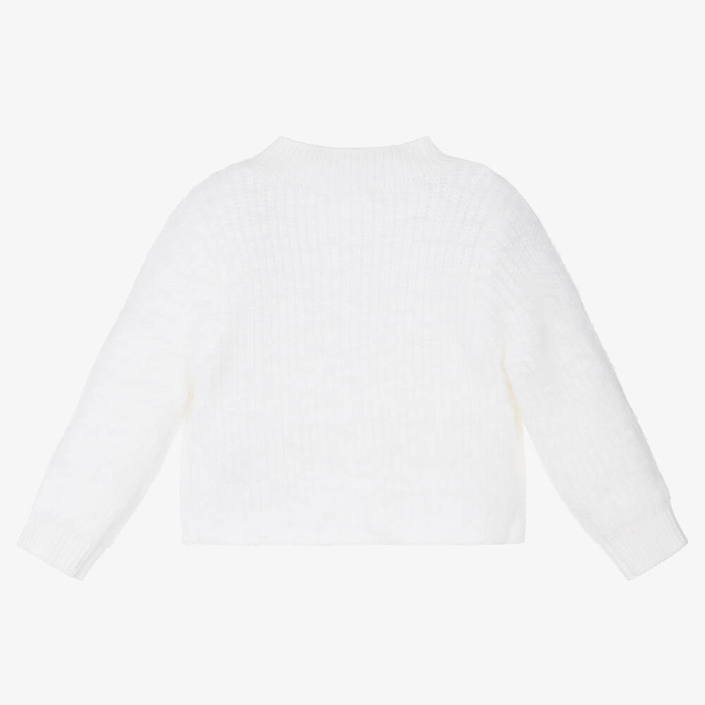Carrément Beau-Girls White Knit Fluffy Cardigan | Childrensalon Outlet