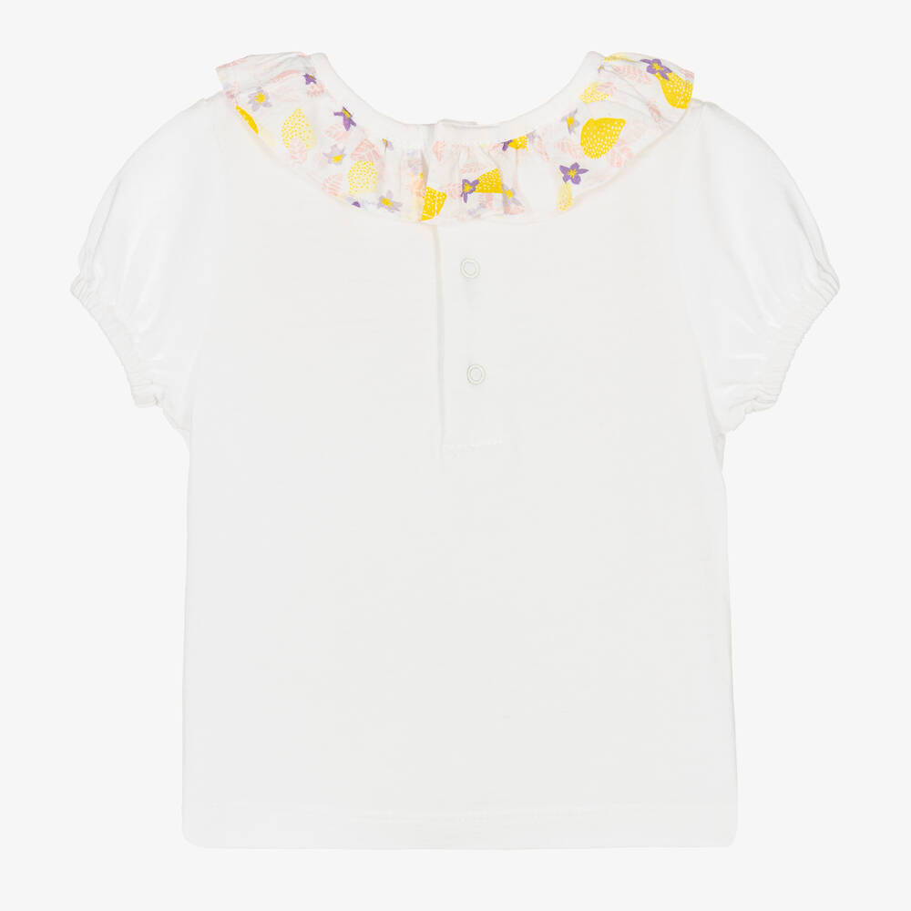 Carrément Beau-تيشيرت أطفال بناتي قطن لون أوف-وايت | Childrensalon Outlet