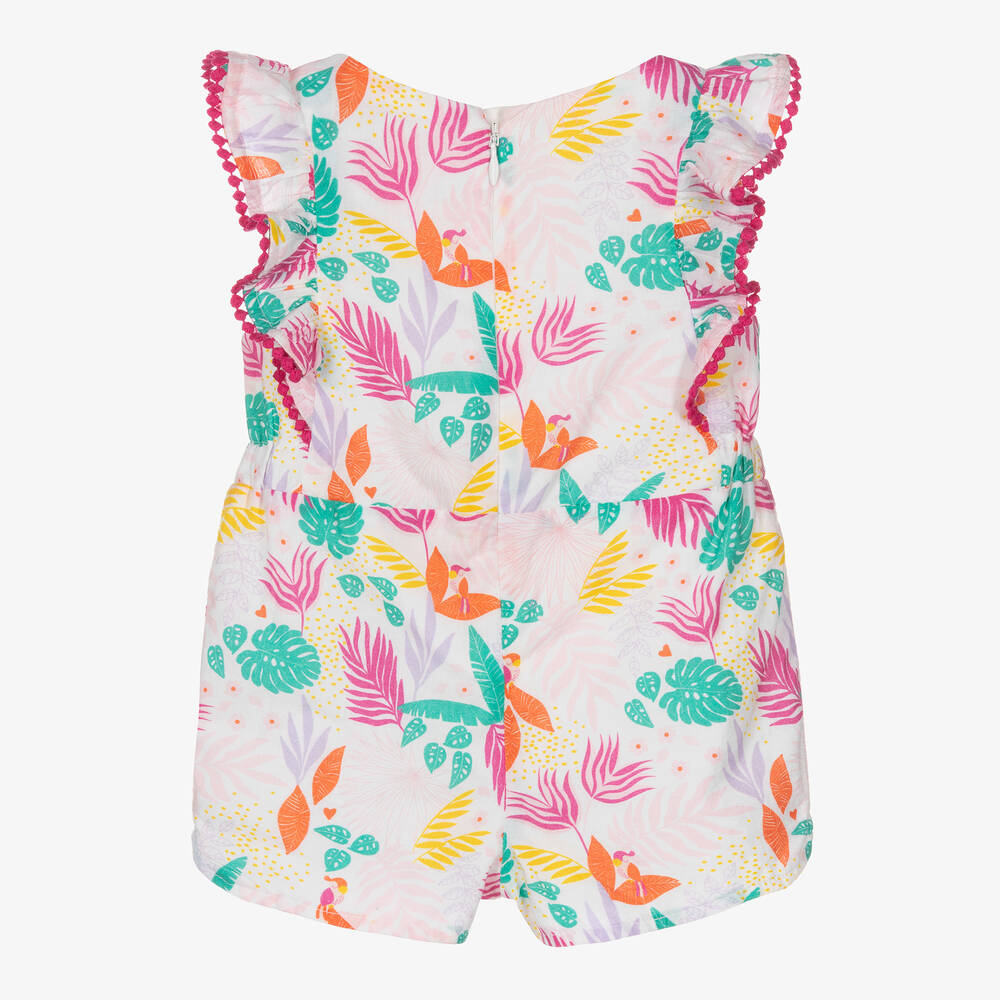 Carr ment Beau Combi short blanc et rose tropical