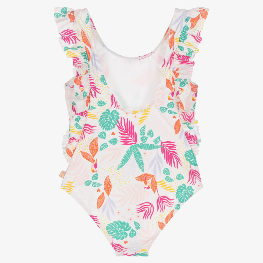 Carrément Beau-Бело-розовый купальник с рюшами | Childrensalon Outlet