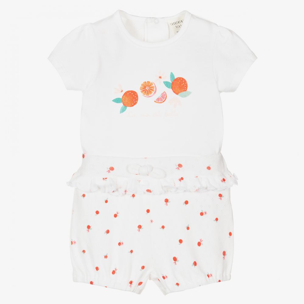 Carrément Beau-Белый топ с шортами для девочек | Childrensalon Outlet