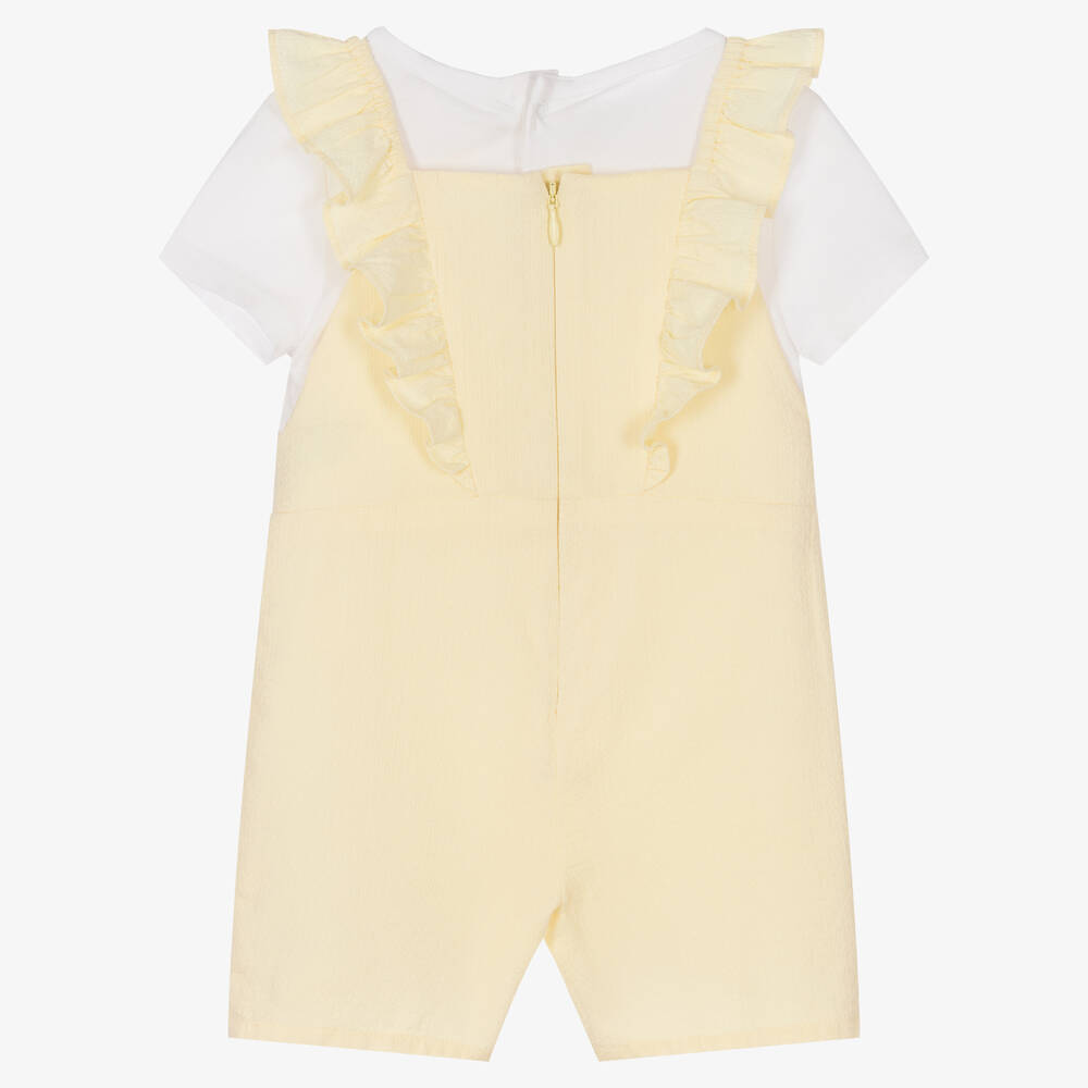 Carrément Beau-Футболка и желтый полукомбинезон с цветами и лимонами | Childrensalon Outlet