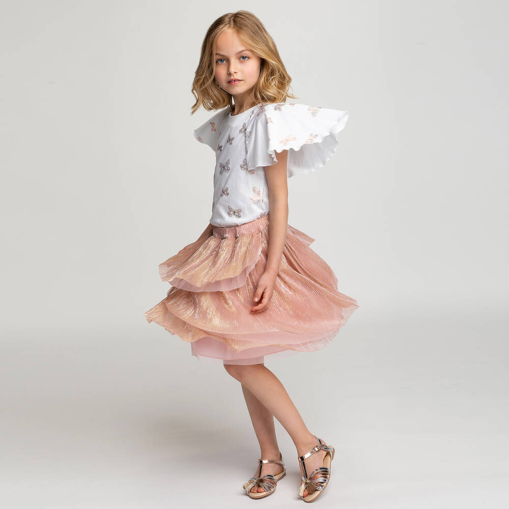 Carrément Beau-Glittery Pink Tulle Skirt | Childrensalon Outlet