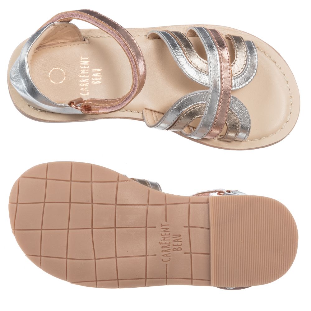 Carrément Beau-Gold & Silver Leather Sandals | Childrensalon Outlet