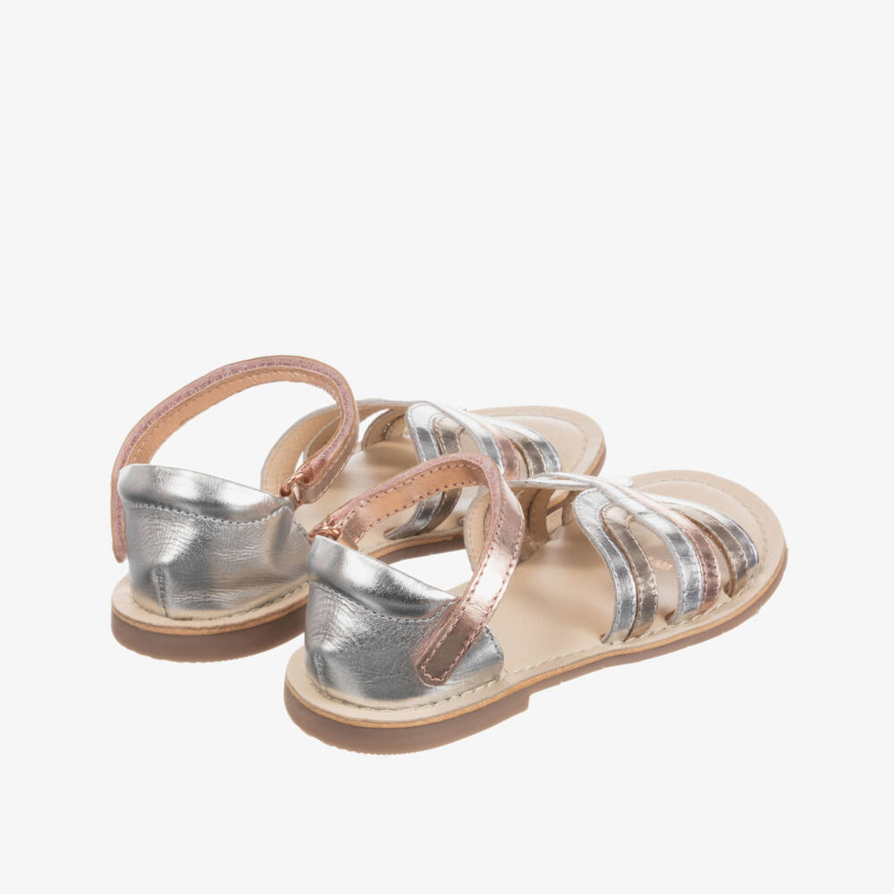 Carrément Beau-Gold & Silver Leather Sandals | Childrensalon Outlet
