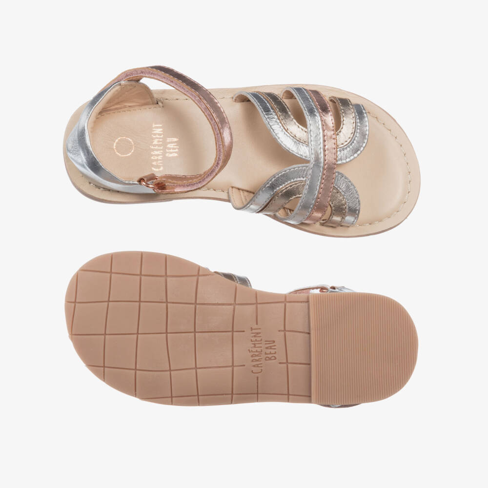 Carrément Beau-Gold & Silver Leather Sandals | Childrensalon Outlet