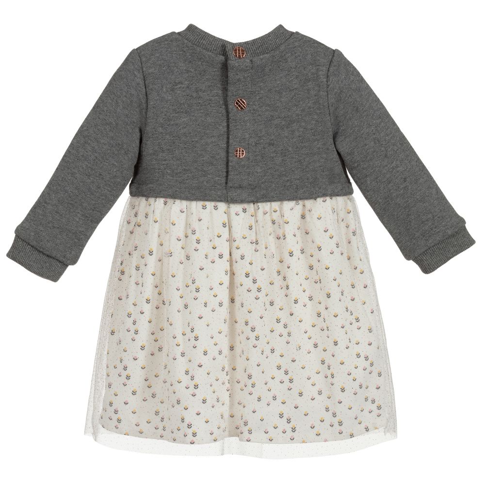 Carrément Beau-Платье цвета слоновой кости и серого цвета со стрекозами | Childrensalon Outlet