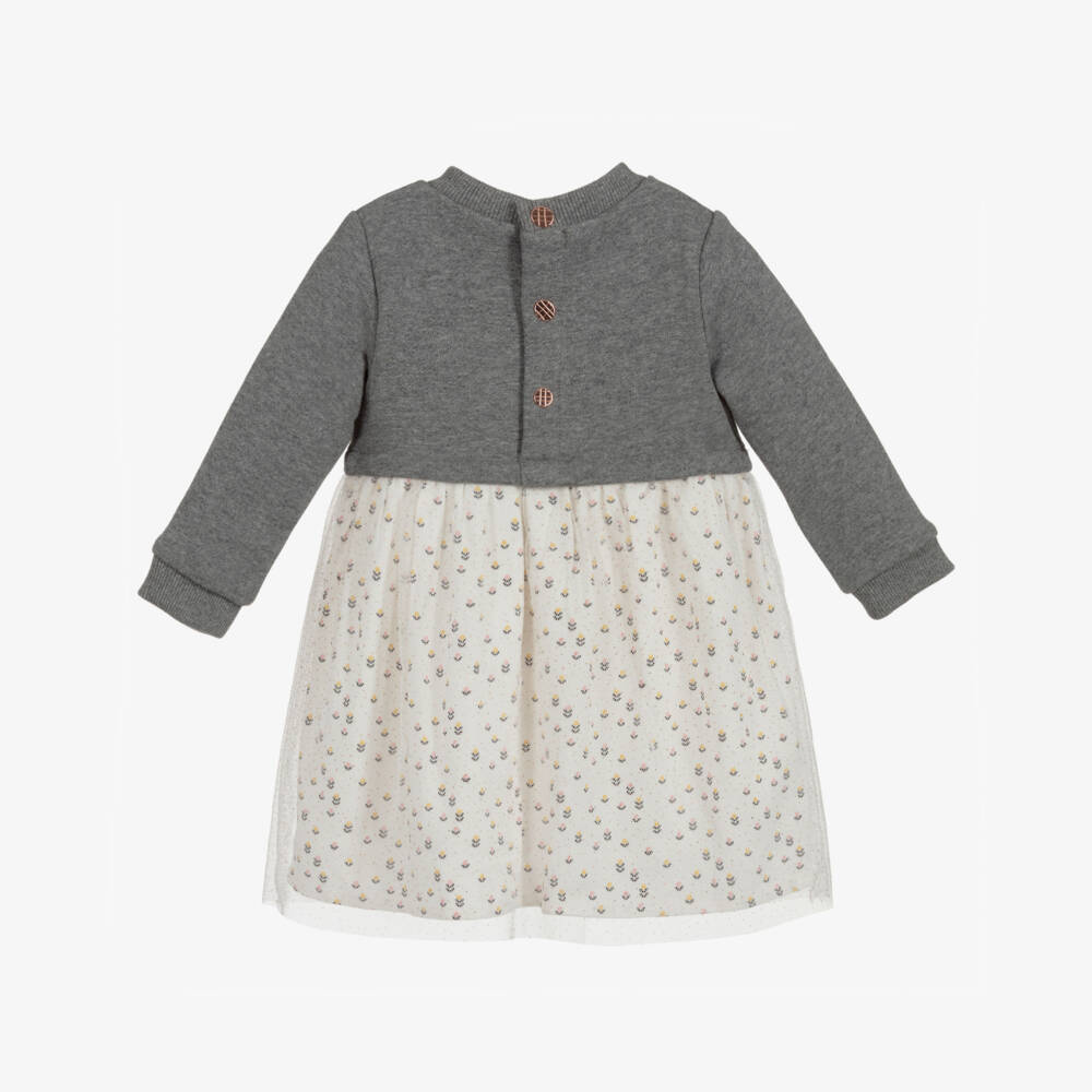 Carrément Beau-Платье цвета слоновой кости и серого цвета со стрекозами | Childrensalon Outlet