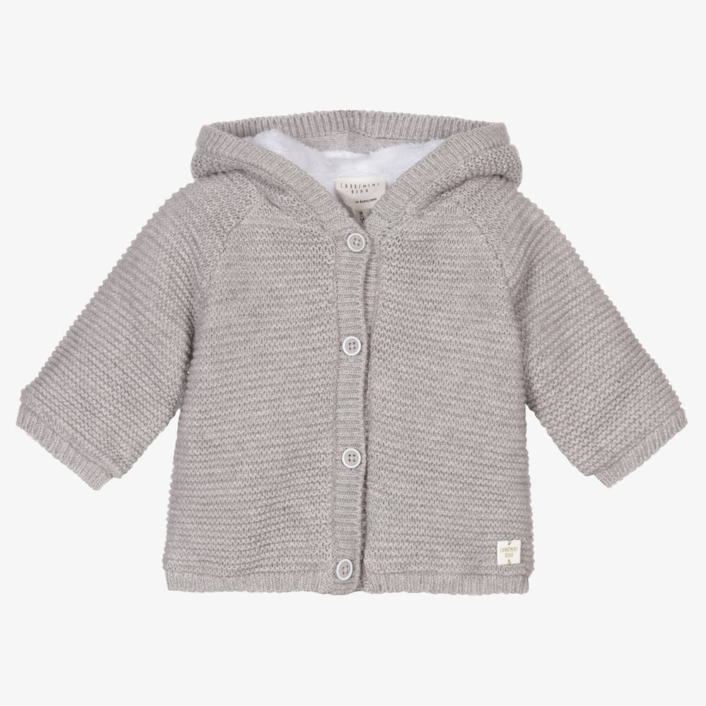 Carrément Beau - Manteau gris maille coton bio | Childrensalon