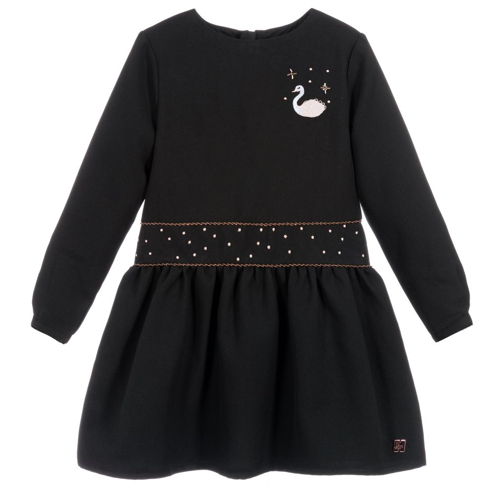 Carrément Beau - Серое платье из вискозы с принтом в виде лебедей | Childrensalon