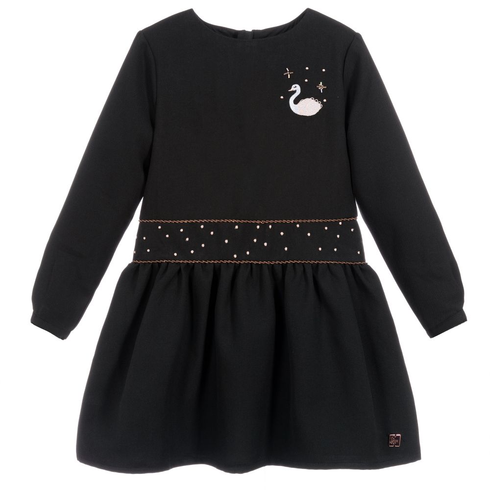 Carrément Beau - Grey Viscose Swan Dress | Childrensalon