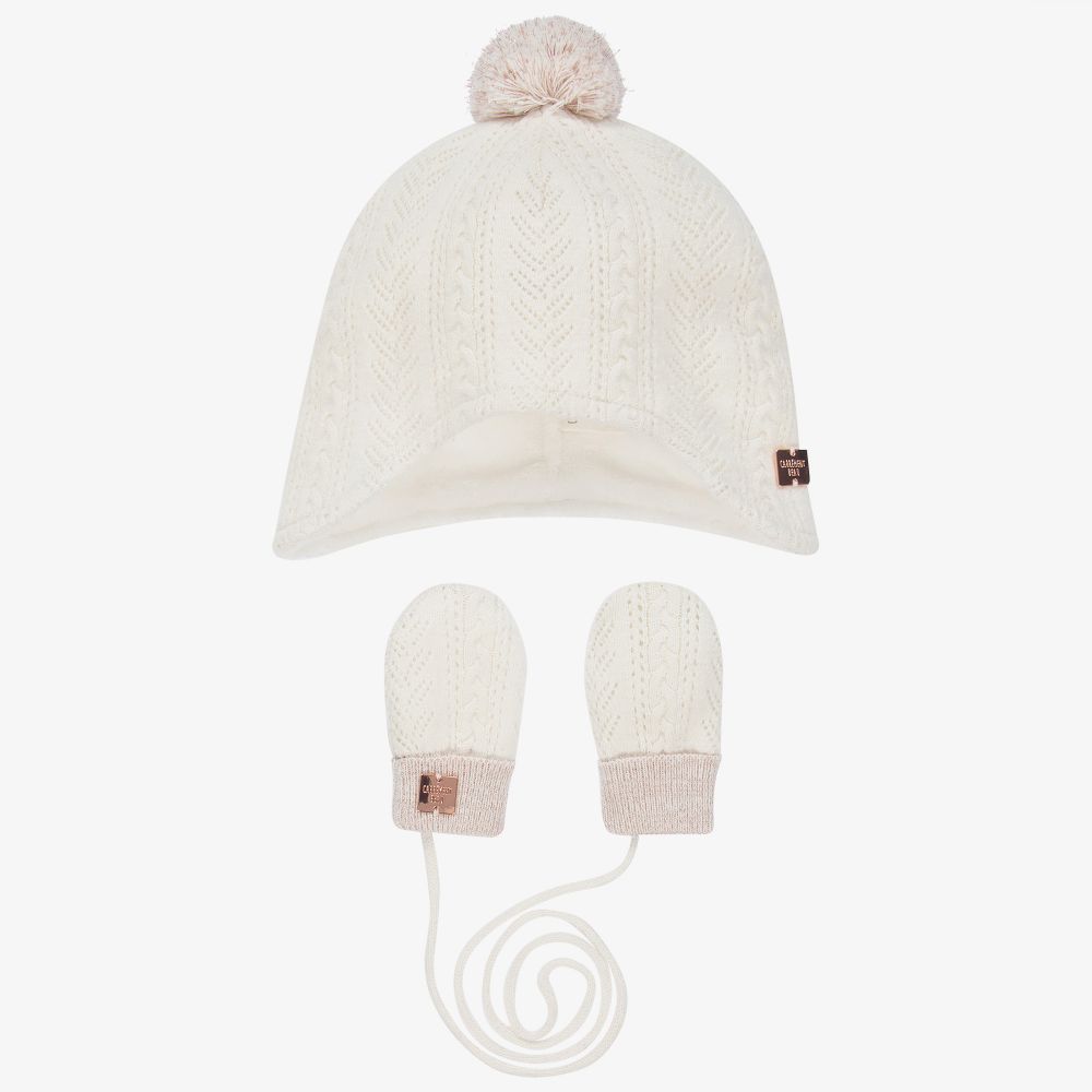 Carrément Beau - Ivory Organic Cotton Hat Set | Childrensalon