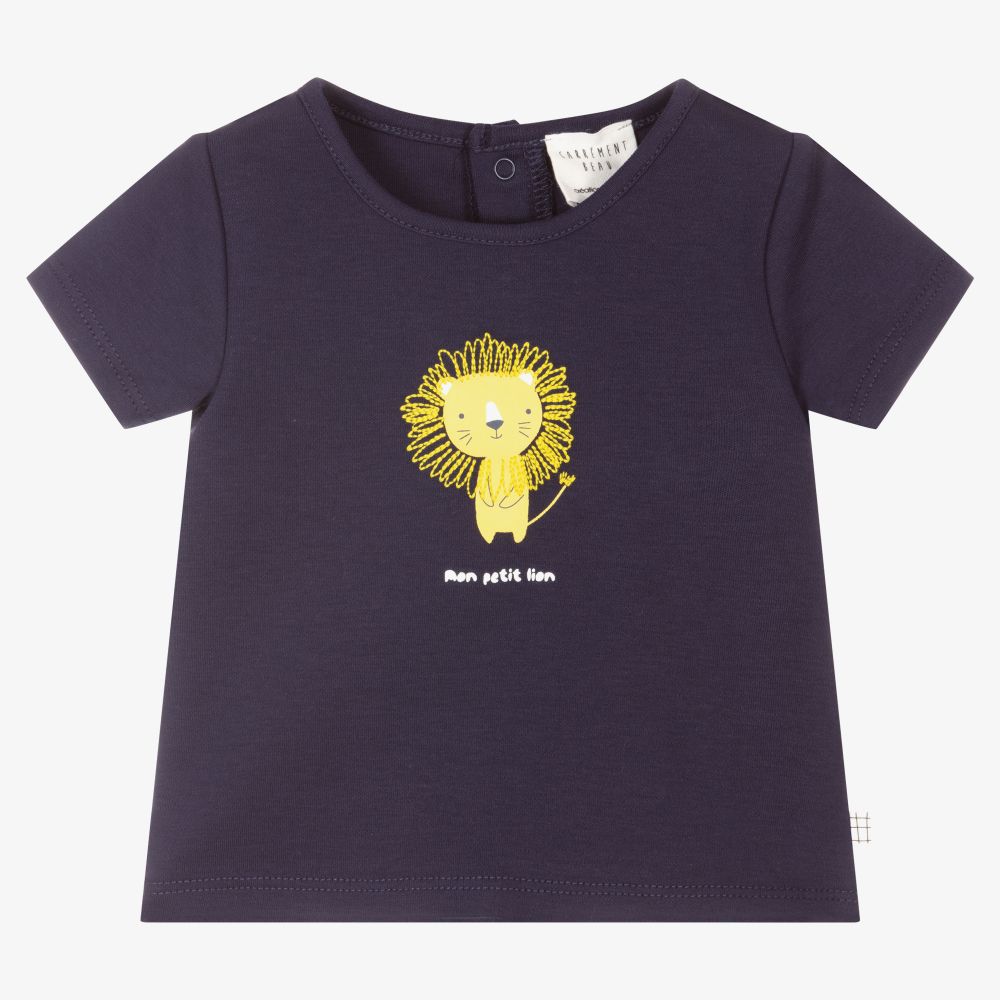Carrément Beau - Navyblaues T-Shirt mit Löwen-Print | Childrensalon