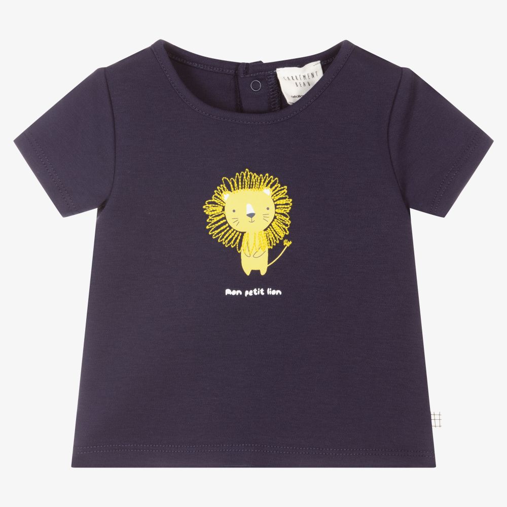 Carrément Beau - T-shirt bleu marine Lion | Childrensalon